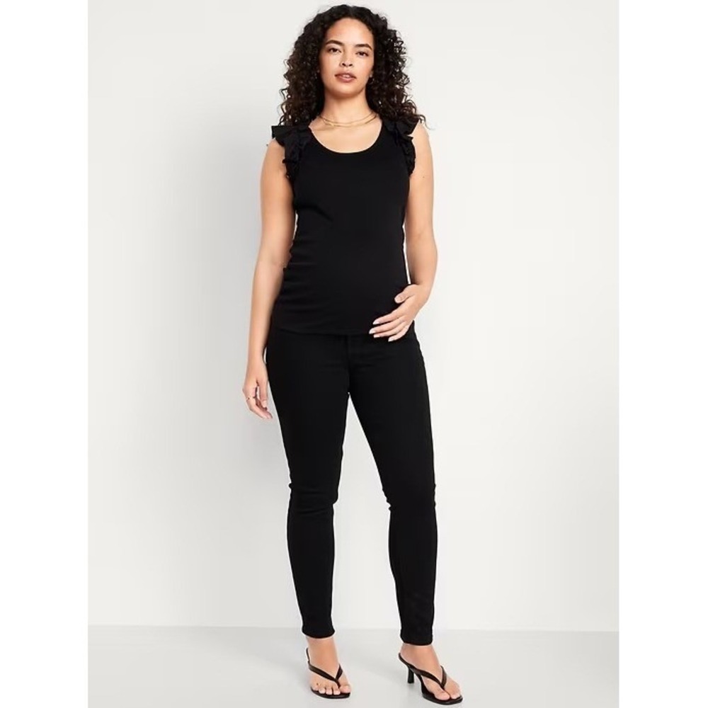 NEW‎ Women's Black Maternity Full Panel Wow Skinny Denim Jeans Sz 16